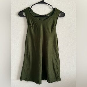 Brazeau Tricot silk cotton olive green raw edge top size 2